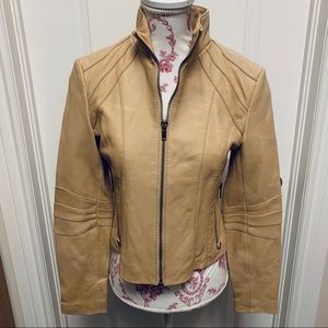 Wilson’s Leather Maxima Moto Leather Jacket, Camel Cream Taupe Tan, XS New